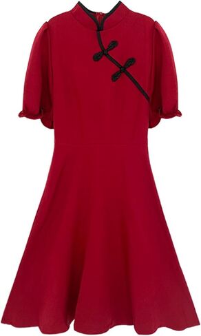 Elegant Mandarin Collar Dress - Stylish Knee-Length Attire for Special Occasions in Kuwait