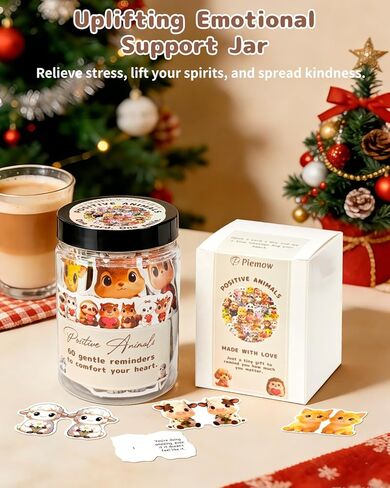 برطمان حيوانات للدعم العاطفي - 60 قطعة من بطاقات تأكيد الحيوانات، ملاحظات إيجابية للحيوانات لتخفيف التوتر والقلق، هدايا دعم عاطفي تحفيزية للرجال والنساء والأصدقاء وزملاء العمل in Kuwait