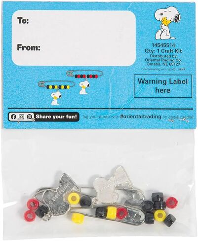 Fun Express 2 1/4" Peanuts Snoopy & Woodstock Friendship Safety Pin Craft Kit - Makes 12 in Saudi Arabia