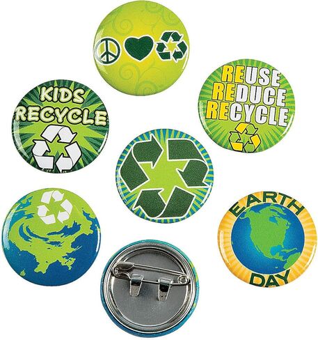 Earth Day/Recycle Mini Buttons - 48 Pieces - Educational And Learning Activities For Kids in Saudi Arabia