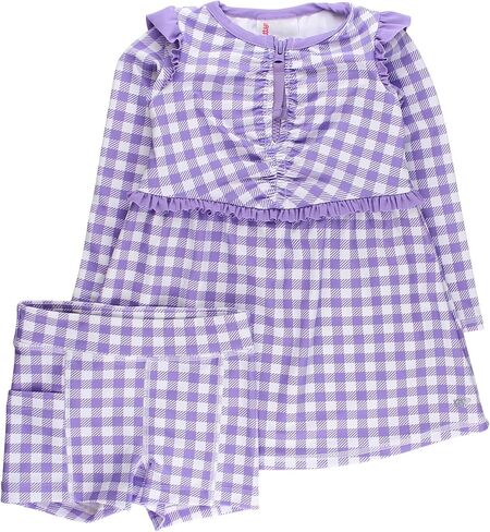 RuffleButts Girls UPF50+ Sun Protected Active Long Sleeve Zip Flutter Dress & Bike Short Set Outfit in Saudi Arabia