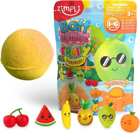 Large Fruity Surprise Bath Bomb, The Bath Bomb Contains 1 of 6 Surprise Fruit Toys to Collect, Bath Bombs Gift for Children with Surprise Inside, Collectable Gifts for Girls & Boys in Kuwait
