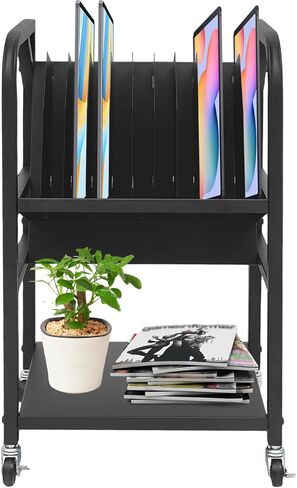 محطة شحن متنقلة مكونة من 10 أجهزة، عربة شحن كمبيوتر محمول مفتوحة للفصل الدراسي - عربة شحن تابلت iPad Chromebook مع شريط طاقة وفواصل، حامل شحن محمول للمكتب المدرسي in Kuwait