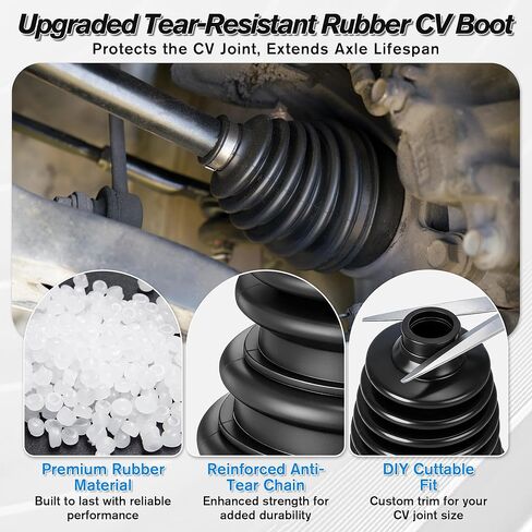 4 PCS Rubber CV Axle Boot Repair Kit with CV Boot Tool Cone Mounting, 8pcs Stainless Steel Clamps and 12pcs Cable ties for 2.41" 2.81" 3.43" Calibers, Waterproof Dustproof Protection for Protect Axle in Saudi Arabia
