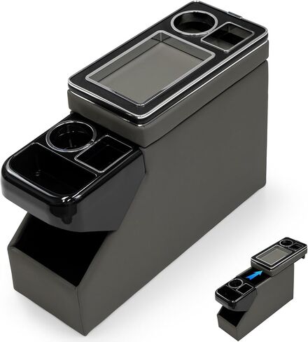 وحدة تحكم مركزية UTV بين منظم المقعد لـ Polaris Ranger 1000/XP/Crew 2017-2026، لـ Ranger XP 900/Crew 2013-2019 صندوق تخزين مسند ذراع المقعد مع حامل هاتف وحاملات أكواب مزدوجة مع قفل in Kuwait