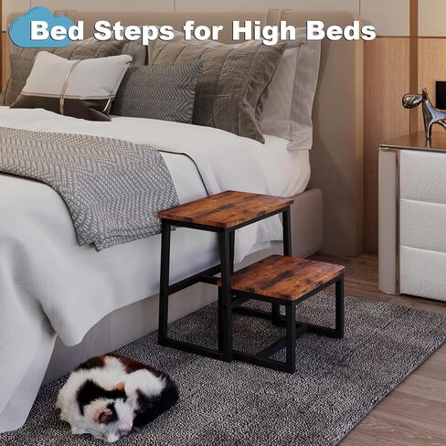 2 Step Stool for Adults Kids Wooden Toddler Step Stool with 500 Lbs Capacity, 3 in 1 Heavy Duty Sturdy Stepping Stools Bedside Foot Stool for Kichen/Bathroom/Bedroom High beds, Non-Slip Pads in Saudi Arabia