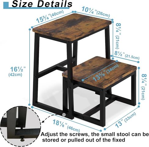 2 Step Stool for Adults Kids Wooden Toddler Step Stool with 500 Lbs Capacity, 3 in 1 Heavy Duty Sturdy Stepping Stools Bedside Foot Stool for Kichen/Bathroom/Bedroom High beds, Non-Slip Pads in Saudi Arabia