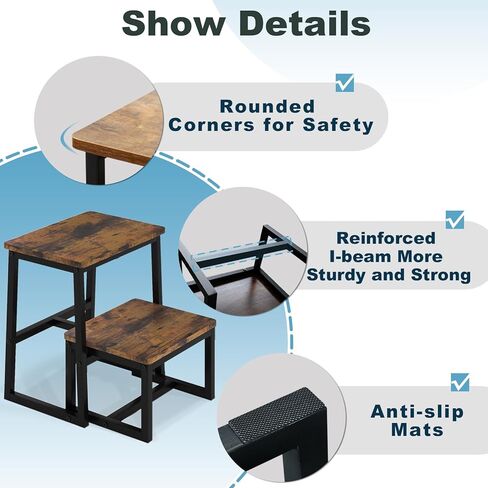 2 Step Stool for Adults Kids Wooden Toddler Step Stool with 500 Lbs Capacity, 3 in 1 Heavy Duty Sturdy Stepping Stools Bedside Foot Stool for Kichen/Bathroom/Bedroom High beds, Non-Slip Pads in Saudi Arabia