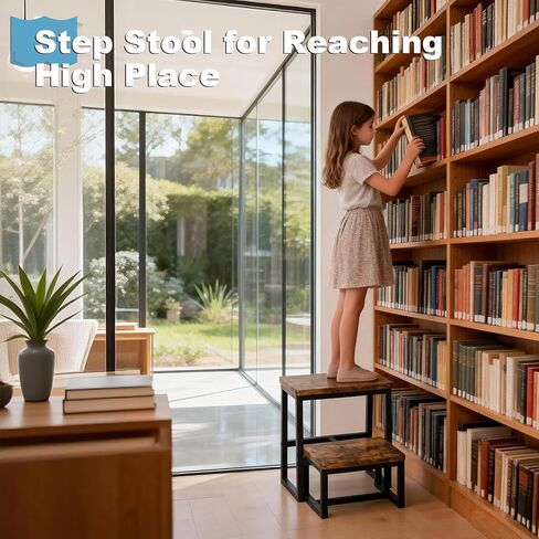 2 Step Stool for Adults Kids Wooden Toddler Step Stool with 500 Lbs Capacity, 3 in 1 Heavy Duty Sturdy Stepping Stools Bedside Foot Stool for Kichen/Bathroom/Bedroom High beds, Non-Slip Pads in Saudi Arabia
