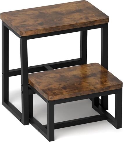 2 Step Stool for Adults Kids Wooden Toddler Step Stool with 500 Lbs Capacity, 3 in 1 Heavy Duty Sturdy Stepping Stools Bedside Foot Stool for Kichen/Bathroom/Bedroom High beds, Non-Slip Pads in Saudi Arabia