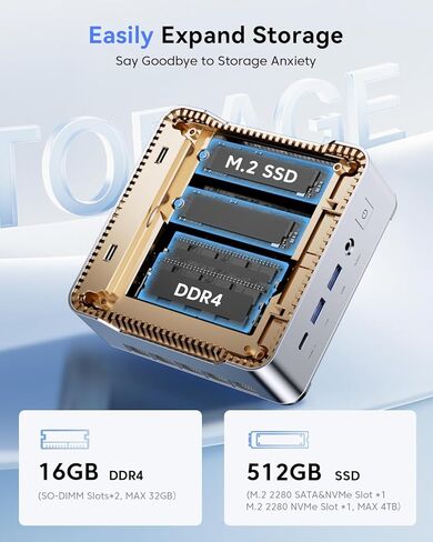 KAMRUI Mini PC، Intel 12th Alder Lake- N95 (حتى 3.4 جيجا هرتز) أجهزة كمبيوتر مكتبية صغيرة Windows 11 Pro، 8 جيجا DDR4 256 جيجا M.2 SSD، Micro PC يدعم 4K، Dual HDMI2.0/WiFi 5/BT4.2/Gigabit Ethernet in Kuwait