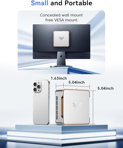 KAMRUI Mini PC، Intel 12th Alder Lake- N95 (حتى 3.4 جيجا هرتز) أجهزة كمبيوتر مكتبية صغيرة Windows 11 Pro، 8 جيجا DDR4 256 جيجا M.2 SSD، Micro PC يدعم 4K، Dual HDMI2.0/WiFi 5/BT4.2/Gigabit Ethernet in Kuwait