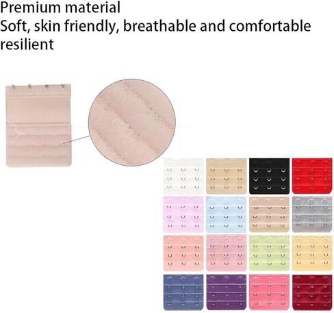 36 PCS Assorted Colors 3 Rows x 3 Hooks Spacing Women's Nylon Bra Extender,Women's Bra Extenders, Soft Comfortable Elastic Adjustable Bra Extender for Women in Saudi Arabia