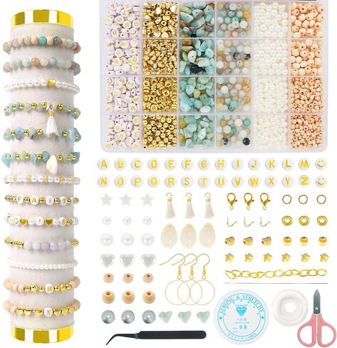 TOIPINIO Bracelet Making Kit Jewelry Making Supplies Kit Natural Stone Beads for Irregular Natural Stone with for DIY Craft Friendship Bracelet/Necklace/Earrings for Adults (Amazonite) in Saudi Arabia