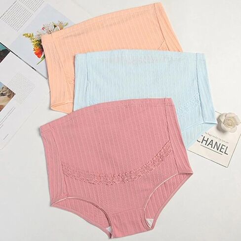 4Pcs Maternity Underwear with Adjustable Belly Support - Plus Size Breathable Combed Cotton High Waist Panties for Pregnant Women Multicolor in Saudi Arabia