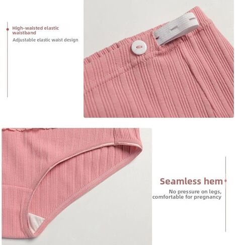 4Pcs Maternity Underwear with Adjustable Belly Support - Plus Size Breathable Combed Cotton High Waist Panties for Pregnant Women Multicolor in Saudi Arabia