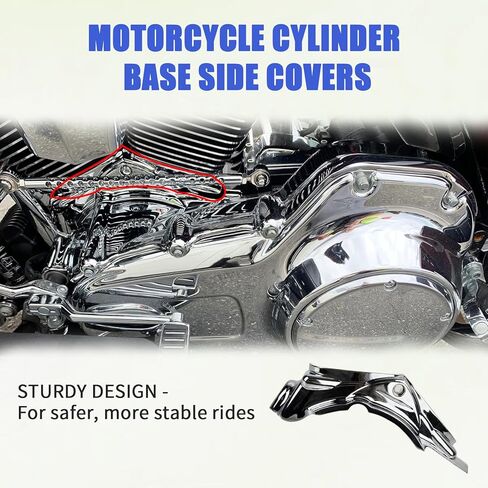 أغطية جانبية لقاعدة أسطوانة الدراجة النارية PSLER - تناسب Touring Road King، Electra Glide 2007-2016 & Dyna Fat Bob، Low Rider، Super Glide 2006-2017، كروم in Kuwait