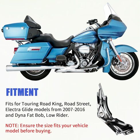 أغطية جانبية لقاعدة أسطوانة الدراجة النارية PSLER - تناسب Touring Road King، Electra Glide 2007-2016 & Dyna Fat Bob، Low Rider، Super Glide 2006-2017، كروم in Kuwait