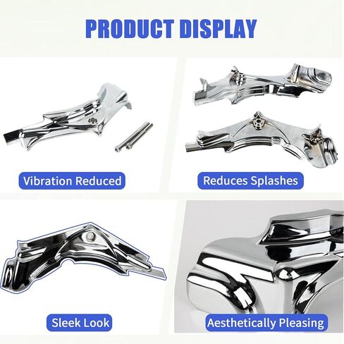 أغطية جانبية لقاعدة أسطوانة الدراجة النارية PSLER - تناسب Touring Road King، Electra Glide 2007-2016 & Dyna Fat Bob، Low Rider، Super Glide 2006-2017، كروم in Kuwait