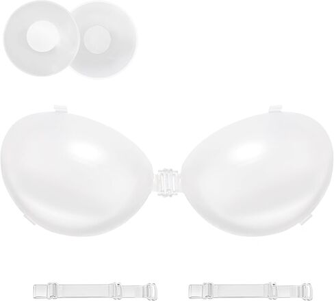 Nimiah Silicone Clear Adhesive Bra - Push up Transparent Invisible Sticky Bra Women with Nipple Covers in Saudi Arabia