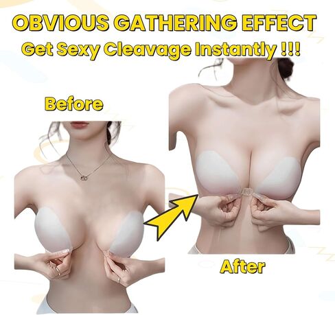 Nimiah Silicone Clear Adhesive Bra - Push up Transparent Invisible Sticky Bra Women with Nipple Covers in Saudi Arabia