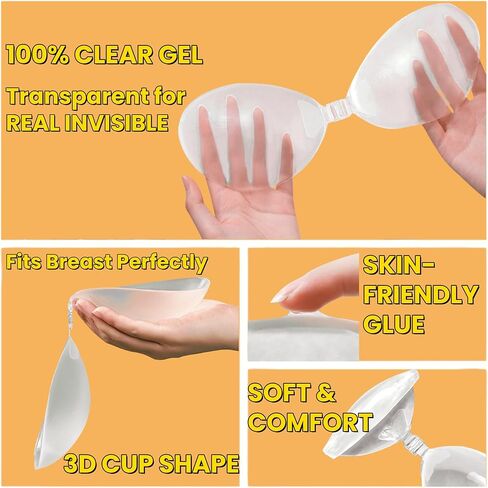 Nimiah Silicone Clear Adhesive Bra - Push up Transparent Invisible Sticky Bra Women with Nipple Covers in Saudi Arabia