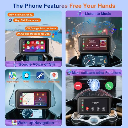 LBW 6" Motorcycle CarPlay GPS Navigation Fit for BMW with Wonder Wheel, Wireless Bluetooth, 1000 Nits Waterproof HD Touch Screen, Plug&Play, Support Voice Control, TPMS/Light Sensor/Siri, Android Auto in Kuwait