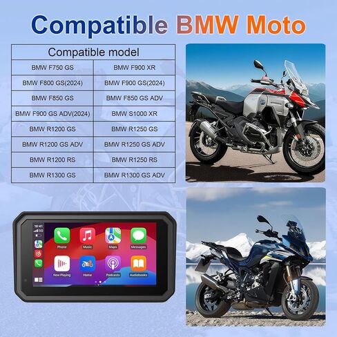 LBW 6" Motorcycle CarPlay GPS Navigation Fit for BMW with Wonder Wheel, Wireless Bluetooth, 1000 Nits Waterproof HD Touch Screen, Plug&Play, Support Voice Control, TPMS/Light Sensor/Siri, Android Auto in Kuwait