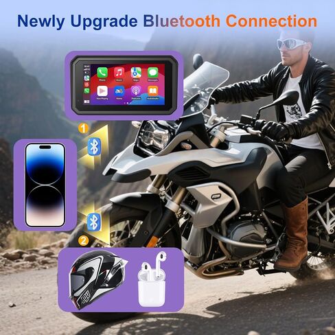 LBW 6" Motorcycle CarPlay GPS Navigation Fit for BMW with Wonder Wheel, Wireless Bluetooth, 1000 Nits Waterproof HD Touch Screen, Plug&Play, Support Voice Control, TPMS/Light Sensor/Siri, Android Auto in Kuwait