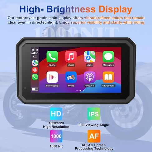 LBW 6" Motorcycle CarPlay GPS Navigation Fit for BMW with Wonder Wheel, Wireless Bluetooth, 1000 Nits Waterproof HD Touch Screen, Plug&Play, Support Voice Control, TPMS/Light Sensor/Siri, Android Auto in Kuwait