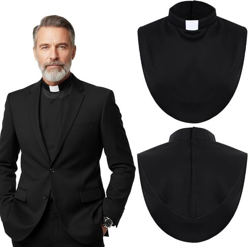 2 Pcs Priest Collar, Unisex Clergy Black Clergy Collar with Insert White Tab, Priest Costume Tab Collars for Clergys Shirt in Saudi Arabia