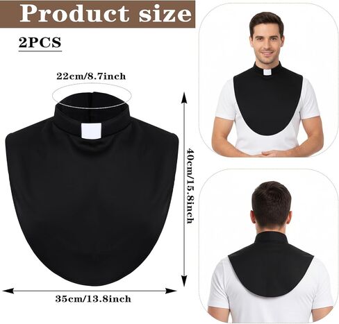2 Pcs Priest Collar, Unisex Clergy Black Clergy Collar with Insert White Tab, Priest Costume Tab Collars for Clergys Shirt in Saudi Arabia