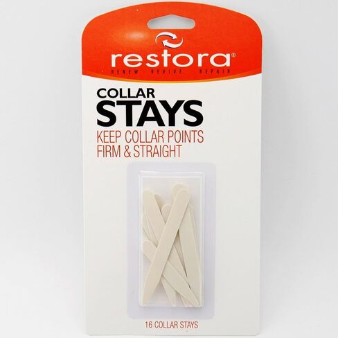 Restora White Plastic Collar Stays - 16 Assorted Coll0r Stays in Saudi Arabia