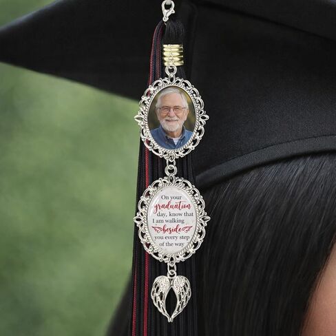 Personalized Angel Wing Graduation Tassel Photo Charm 2026, Custom Memorial Cap Accessory, Class of 2026 Keepsake, Meaningful Graduation Gift for Him or Her, 1 in Saudi Arabia