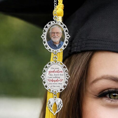 Personalized Angel Wing Graduation Tassel Photo Charm 2026, Custom Memorial Cap Accessory, Class of 2026 Keepsake, Meaningful Graduation Gift for Him or Her, 1 in Saudi Arabia
