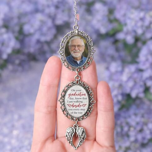 Personalized Angel Wing Graduation Tassel Photo Charm 2026, Custom Memorial Cap Accessory, Class of 2026 Keepsake, Meaningful Graduation Gift for Him or Her, 1 in Saudi Arabia