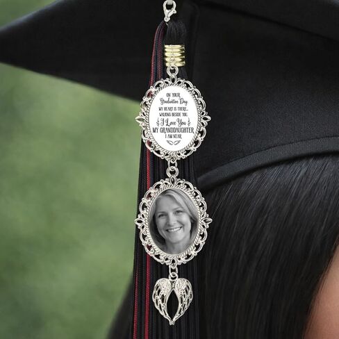 Personalized Angel Wing Graduation Tassel Photo Charm 2026, Custom Memorial Cap Accessory, Class of 2026 Keepsake, Meaningful Graduation Gift for Him or Her, 1 in Saudi Arabia
