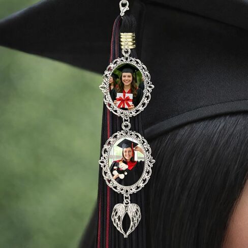 Personalized Angel Wing Graduation Tassel Photo Charm 2026, Custom Memorial Cap Accessory, Class of 2026 Keepsake, Meaningful Graduation Gift for Him or Her, 1 in Saudi Arabia