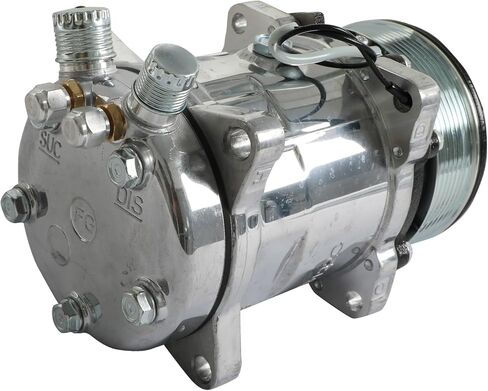 HC5004C A/C طقم قابض الضاغط مناسب لـ Sanden 508 Style 12V تكييف وضاغط للهواء 8-Groove Serpentine حزام مطلي بالكروم من الألومنيوم in Kuwait