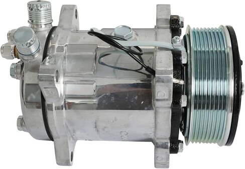 HC5004C A/C طقم قابض الضاغط مناسب لـ Sanden 508 Style 12V تكييف وضاغط للهواء 8-Groove Serpentine حزام مطلي بالكروم من الألومنيوم in Kuwait
