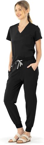 Scrubs for Women Set, Medical Uniform, Stretch Slim Fit V-Neck Scrub Top & Jogger Pant with 9 Pockets in Saudi Arabia