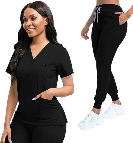 Scrubs for Women Set, Women's V-Neck Top & Jogger Scrub Pants in Saudi Arabia