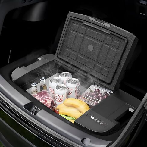 ثلاجة سيارة لـ Tesla Model Y، 37QT(35L) -4 ℉ ~ 68 ℉ ثلاجة سيارة 12 فولت لـ Tesla Model Y Trunk فريزر محمول للتخييم، رحلة الطريق إلى المنزل 12/24 فولت تيار مستمر و120 ~ 240 فولت تيار متردد، التحكم في التطبيقات in Kuwait