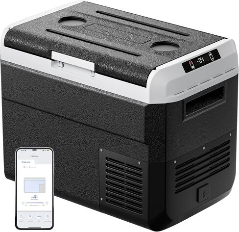 ثلاجة 12 فولت، مبرد كهربائي 53 كوارت، ثلاجة سيارة 12 فولت/24 فولت تيار مستمر 100 ~ 240 فولت تيار متردد، فريزر محمول -4 درجة فهرنهايت ~ 68 درجة فهرنهايت، تحكم في التطبيق، ثلاجة ثلاجة محمولة 12 فولت للشاحنة، عربة سكن متنقلة، التخييم، السفر in Kuwait