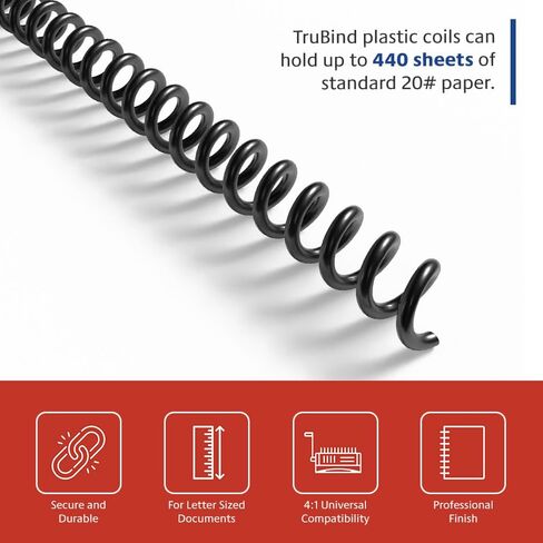 TruBind Binding Spines/Spirals/Coils - 50mm (2 inches) - 440 Sheet Capacity - 4 to 1 Pitch - Various Colors - 25 per Box in Saudi Arabia