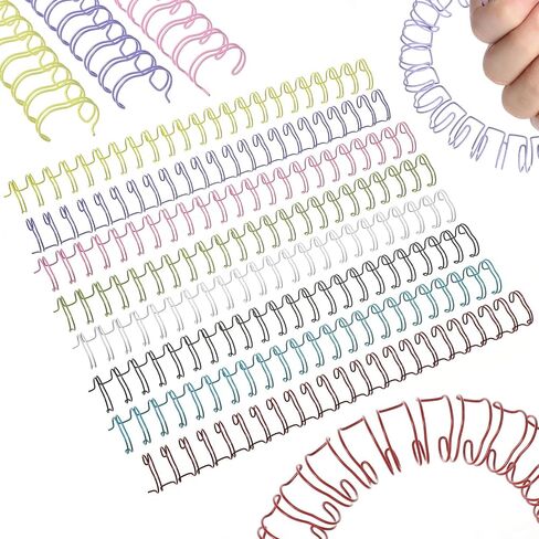 120 Pcs Small Metal Double Loop Binding Wires, 8 Colors Binding Spines Combs Ring Coils Cinch Book Bindings Wire Spiral Notebook Maker, 9/16" 23 Holes, 2:1 Pitch (8 Colors) in Saudi Arabia