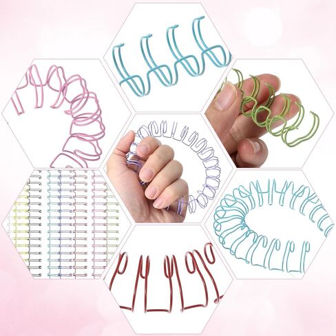 120 Pcs Small Metal Double Loop Binding Wires, 8 Colors Binding Spines Combs Ring Coils Cinch Book Bindings Wire Spiral Notebook Maker, 9/16" 23 Holes, 2:1 Pitch (8 Colors) in Saudi Arabia