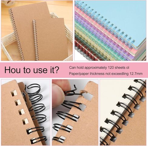 120 Pcs Small Metal Double Loop Binding Wires, 8 Colors Binding Spines Combs Ring Coils Cinch Book Bindings Wire Spiral Notebook Maker, 9/16" 23 Holes, 2:1 Pitch (8 Colors) in Saudi Arabia