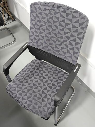 Grey Computer Office Chair Cover - Protective & Stretchable Universal Chair Covers, Two Piece Stretch Chairs Slipcover for Split Office Chairs in Saudi Arabia