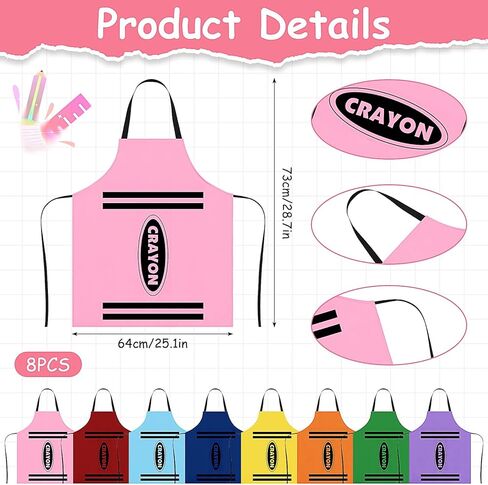 8 Set Crayon Themed Costume for Adults,Color Crayon Apron and Gnome Cone Hats Funny Outfit for Men Women Party,Fancy Dress Group Cosplay & Carnival Costume in Saudi Arabia